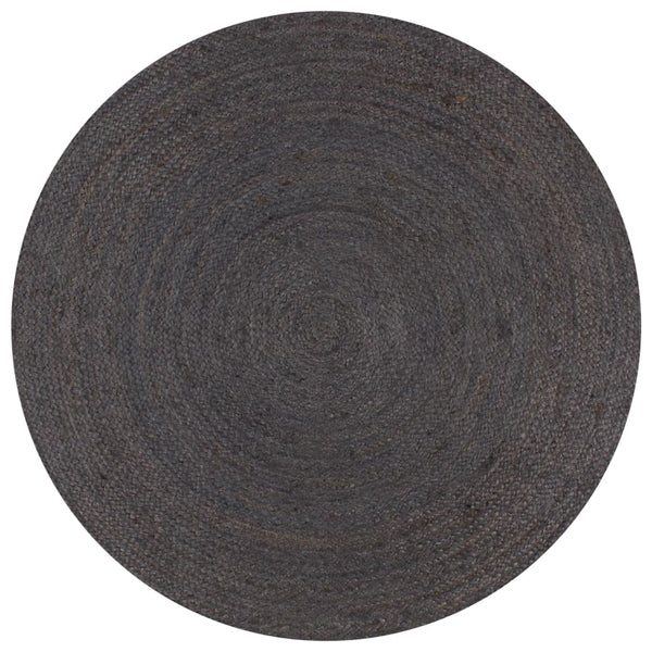 vidaXL Hand-Braided Jute Rug Round 120 cm Dark Gray