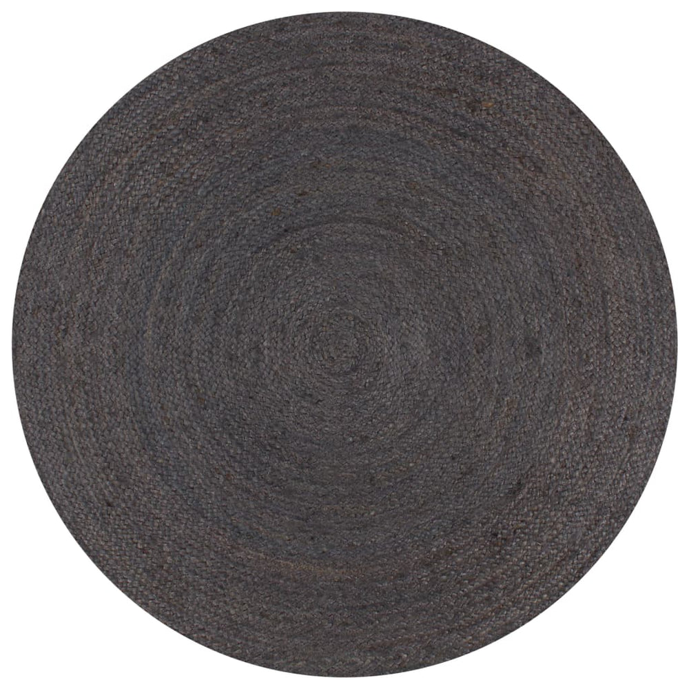 vidaXL Handmade Jute Round Rug 150 cm Dark Grey