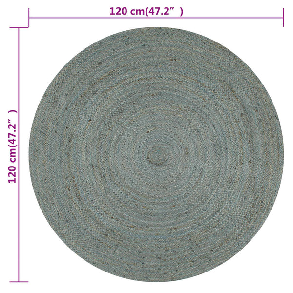 vidaXL Handmade Jute Round Rug 120 cm Olive Green