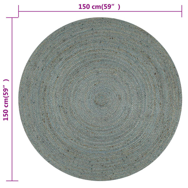 vidaXL Handmade Jute Round Rug 150 cm Olive Green