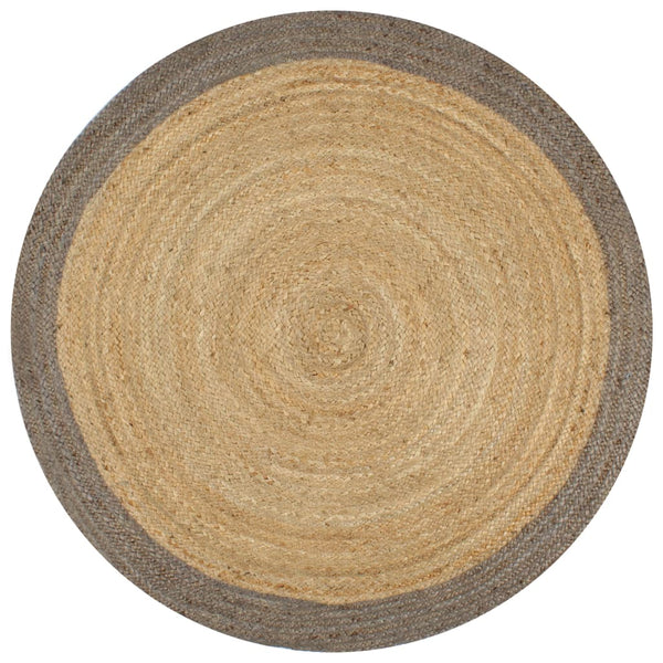vidaXL Handmade Jute Rug with Grey Border 90 cm