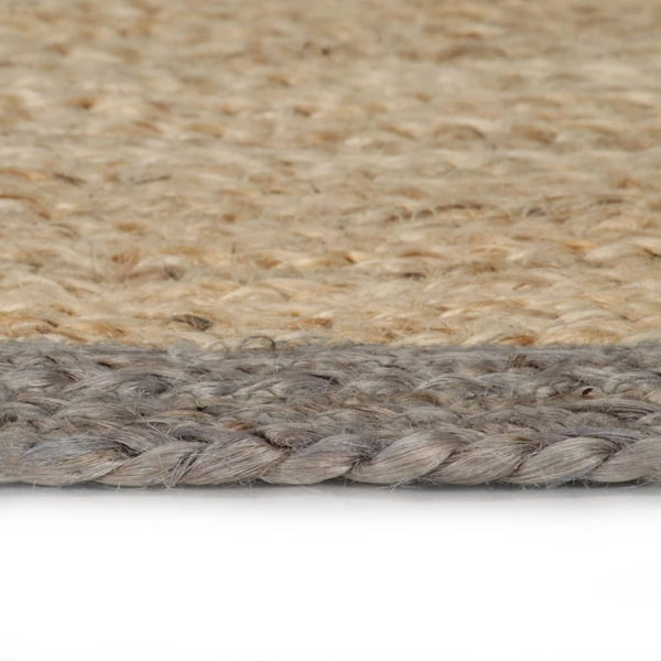 vidaXL Handmade Jute Rug with Grey Border 90 cm