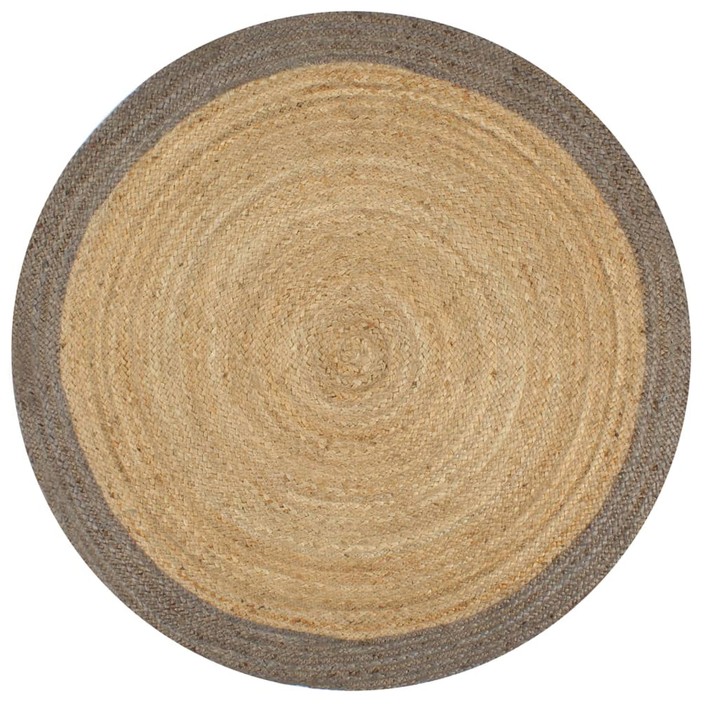 vidaXL Handmade Jute Rug with Grey Border 120 cm