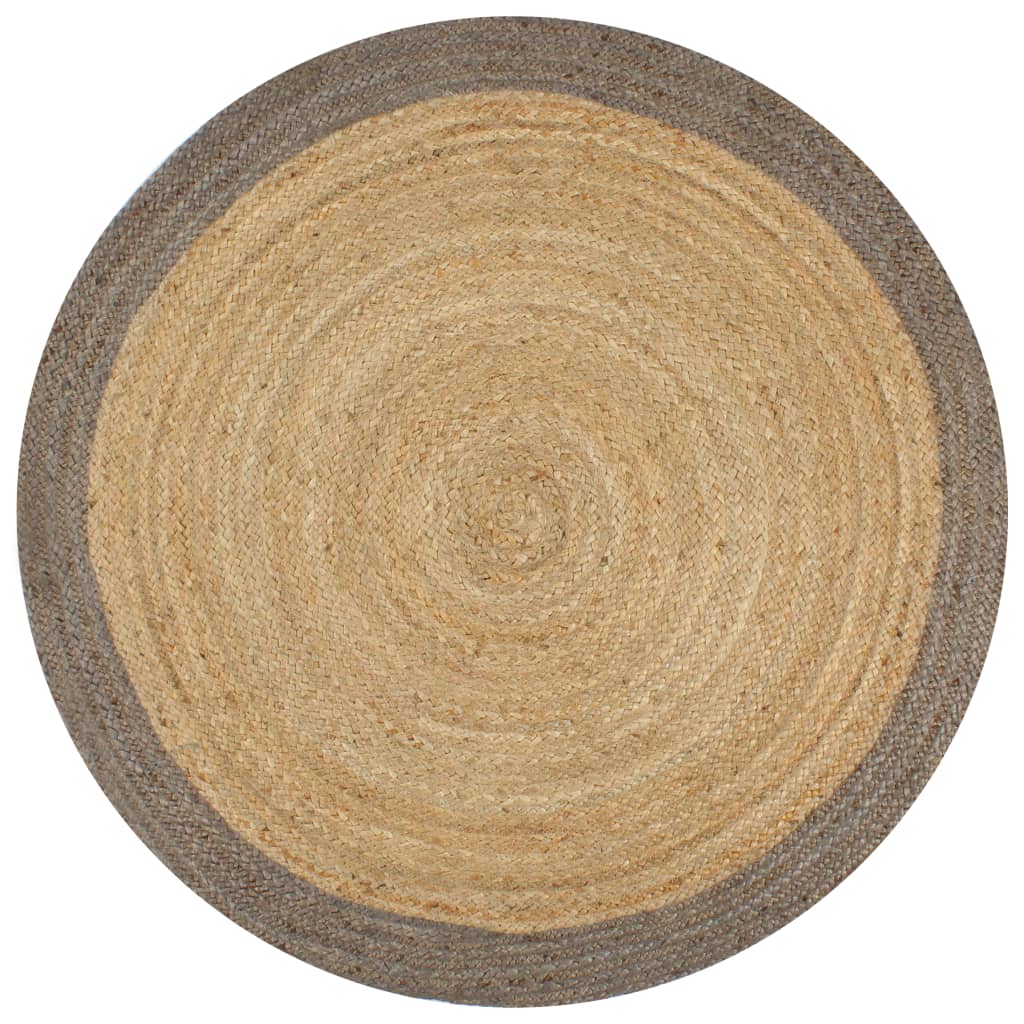 vidaXL Handmade Jute Rug with Grey Border 120 cm