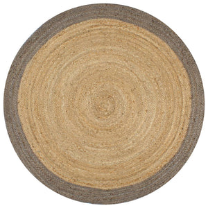 vidaXL Hand-Braided Jute Rug with Grey Border 150 cm