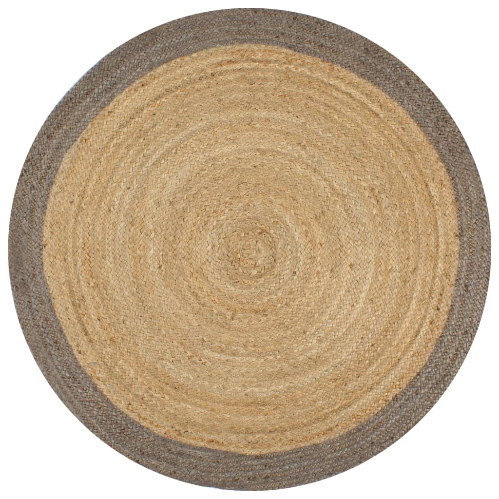 vidaXL Hand-Braided Jute Rug with Grey Border 150 cm
