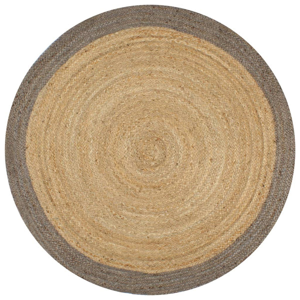 vidaXL Hand-Braided Jute Rug with Grey Border 150 cm