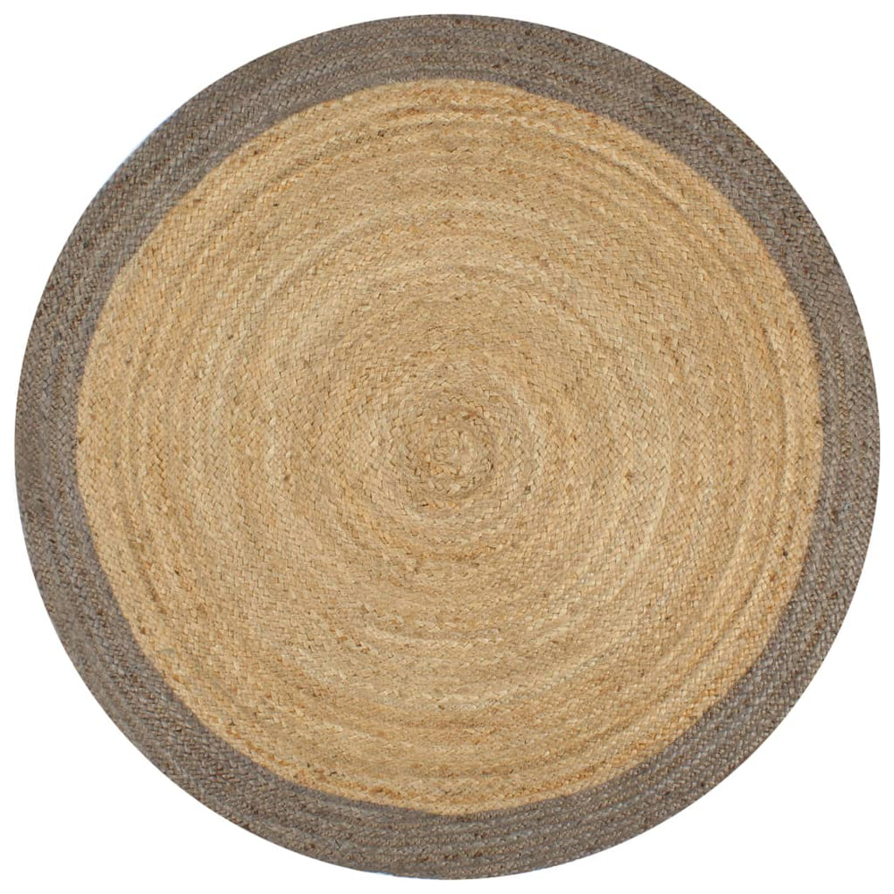 vidaXL Hand-Braided Jute Rug with Grey Border 150 cm