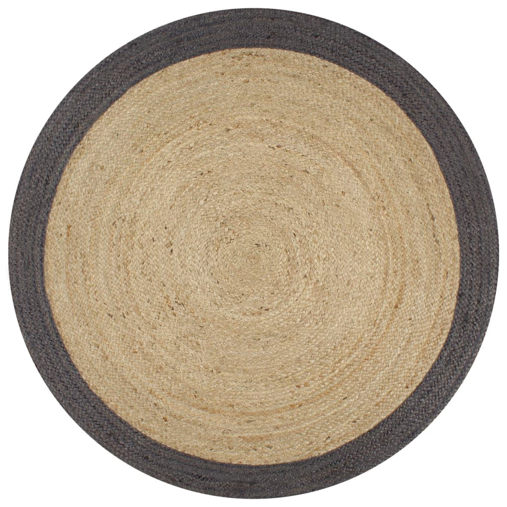 vidaXL Hand-Braided Jute Rug with Dark Grey Border 120 cm