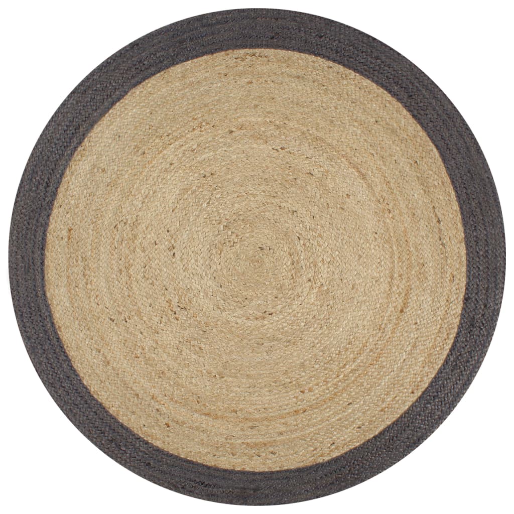 vidaXL Hand-Braided Jute Rug with Dark Grey Border 120 cm