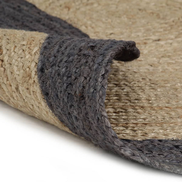 vidaXL Hand-Braided Jute Rug with Dark Grey Border 150 cm