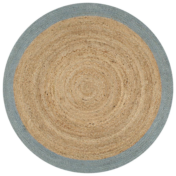 vidaXL Handmade Jute Rug with Olive Green Border 90 cm