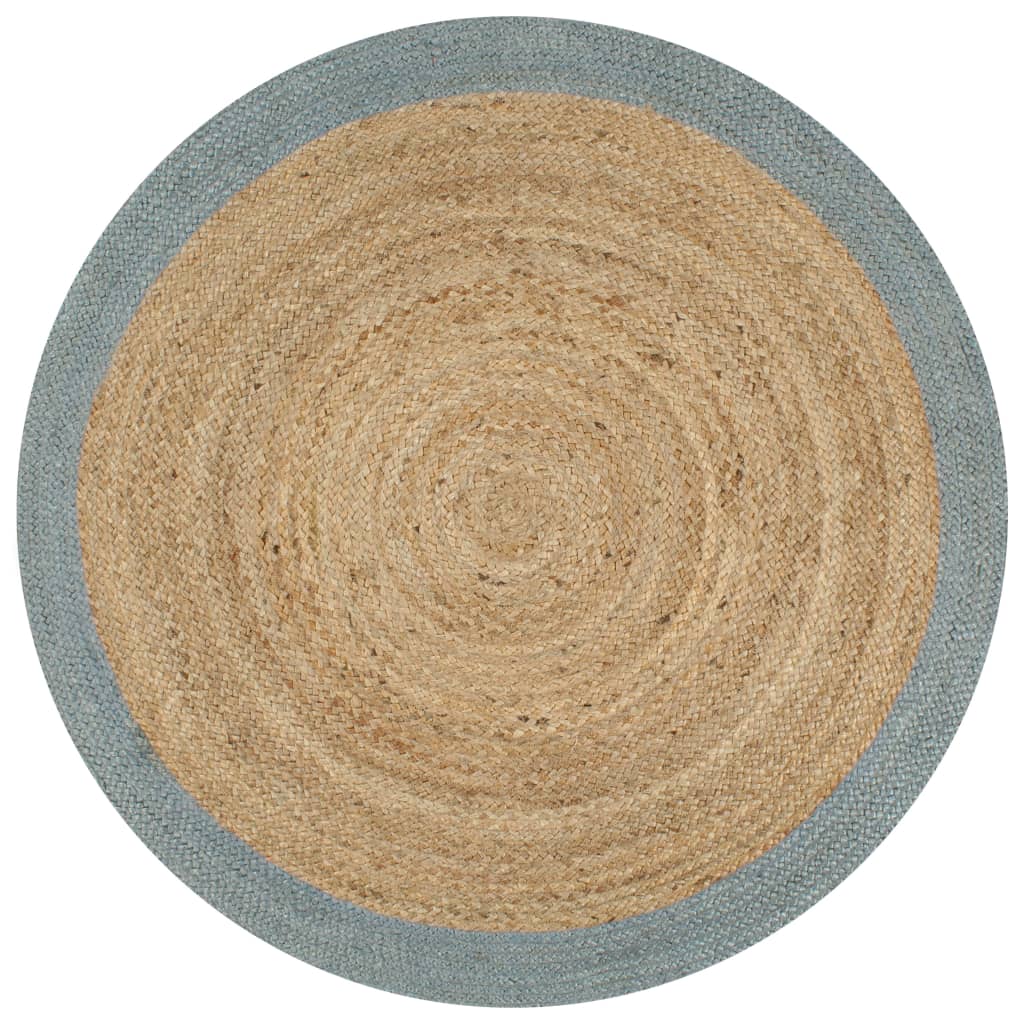 vidaXL Handmade Jute Rug with Olive Green Border 120 cm
