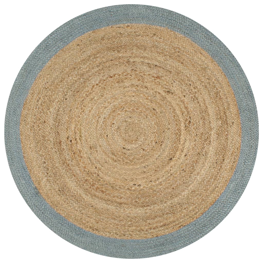 vidaXL Handmade Jute Rug with Olive Green Border 150 cm