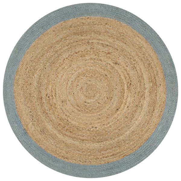 vidaXL Handmade Jute Rug with Olive Green Border 150 cm