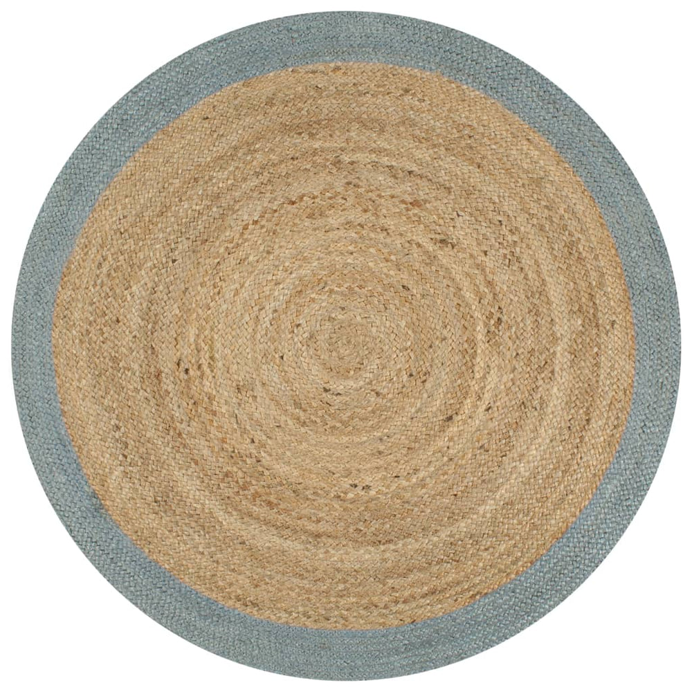 vidaXL Handmade Jute Rug with Olive Green Border 150 cm