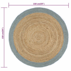 vidaXL Handmade Jute Rug with Olive Green Border 150 cm