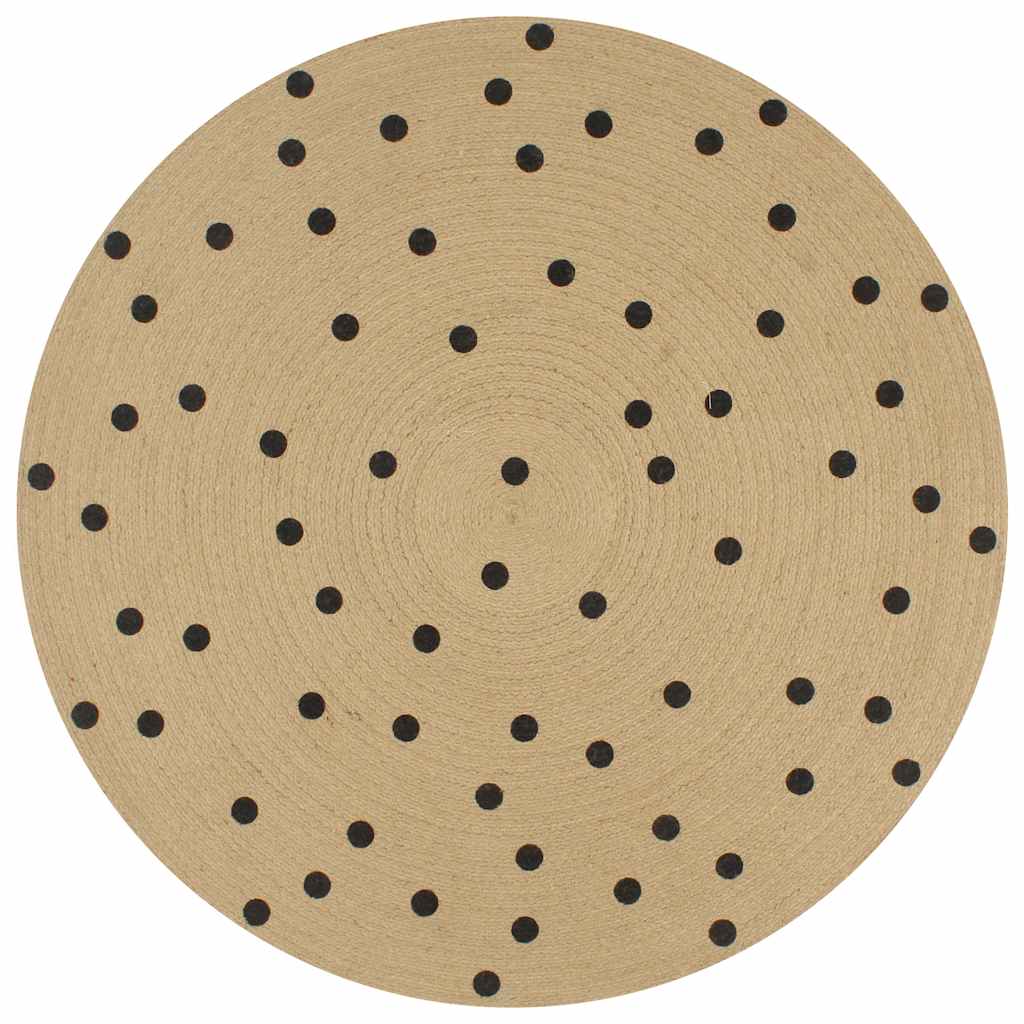 vidaXL Handmade Jute Rug with Dot Pattern 90 cm