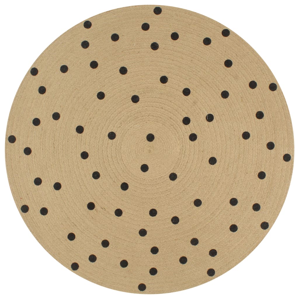 vidaXL Handmade Jute Rug with Dot Pattern 120 cm