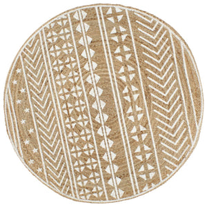 vidaXL Handmade Jute Rug with White Print 150 cm