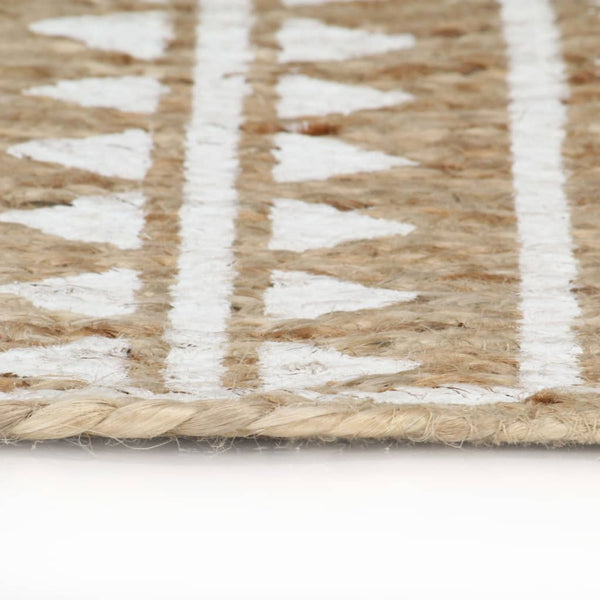 vidaXL Handmade Jute Rug with White Print 150 cm