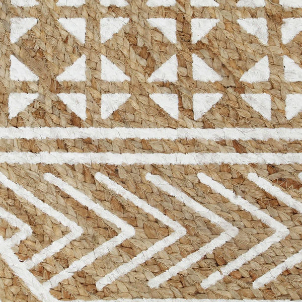 vidaXL Handmade Jute Rug with White Print 150 cm