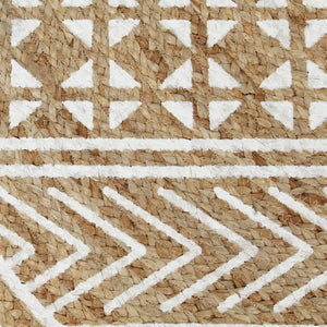 vidaXL Handmade Jute Rug with White Print 150 cm