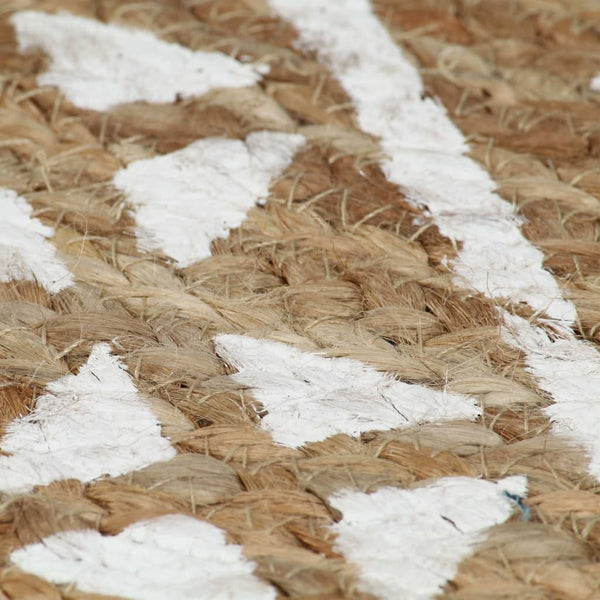 vidaXL Handmade Jute Rug with White Print 150 cm