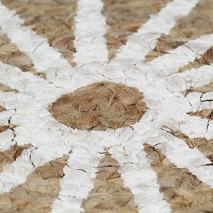 vidaXL Hand-Braided Jute Rug with White Print 90 cm