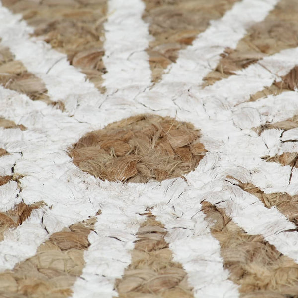 vidaXL Hand-Braided Jute Rug with White Print 90 cm