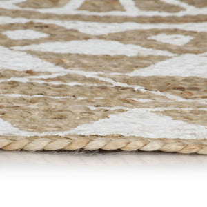 vidaXL Hand-Braided Jute Rug with White Print 120 cm
