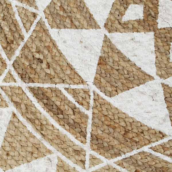 vidaXL Hand-Braided Jute Rug with White Print 120 cm