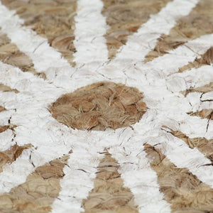 vidaXL Hand-Braided Jute Rug with White Print 120 cm