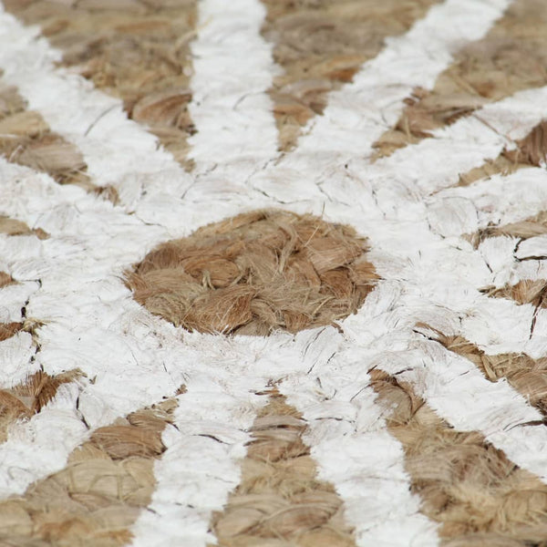 vidaXL Hand-Braided Jute Rug with White Print 120 cm