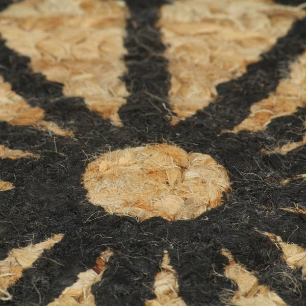 vidaXL Hand-Braided Jute Rug with Black Print 90 cm