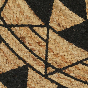 vidaXL Hand-Braided Jute Rug with Black Print 120 cm