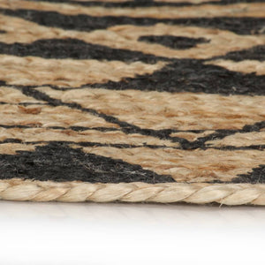 vidaXL Handmade Jute Rug with Black Print 150 cm