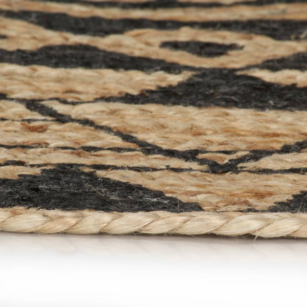 vidaXL Handmade Jute Rug with Black Print 150 cm