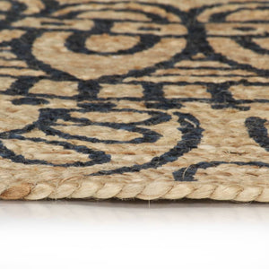 vidaXL Handwoven Jute Rug with Dark Blue Print 120 cm