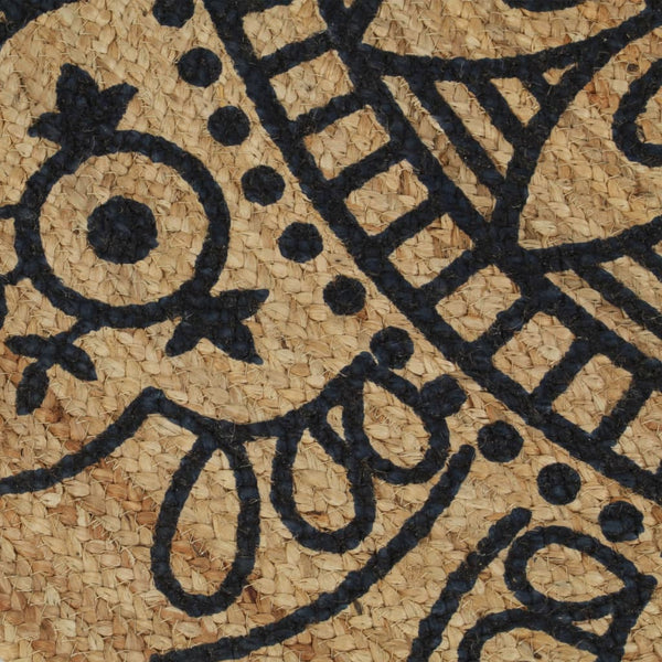 vidaXL Handwoven Jute Rug with Dark Blue Print 120 cm