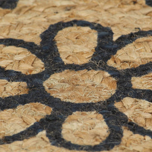 vidaXL Handwoven Jute Rug with Dark Blue Print 120 cm