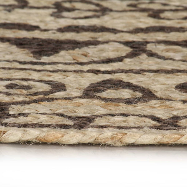 vidaXL Handmade Jute Rug with Dark Brown Print 90 cm
