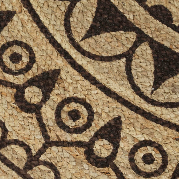 vidaXL Handmade Jute Rug with Dark Brown Print 90 cm
