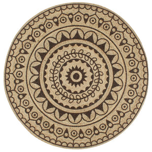 vidaXL Handmade Jute Rug with Dark Brown Print 150 cm