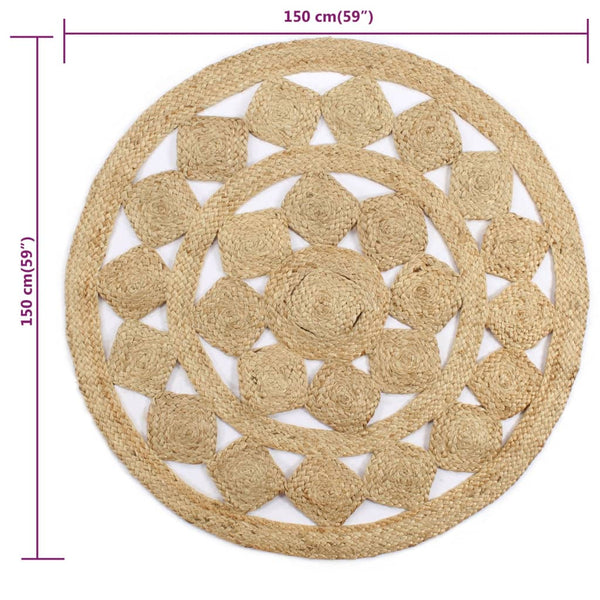 vidaXL Rug Hand Braided Jute 150 cm
