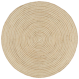 vidaXL Hand-Braided Jute Rug with Spiral Design White 90 cm