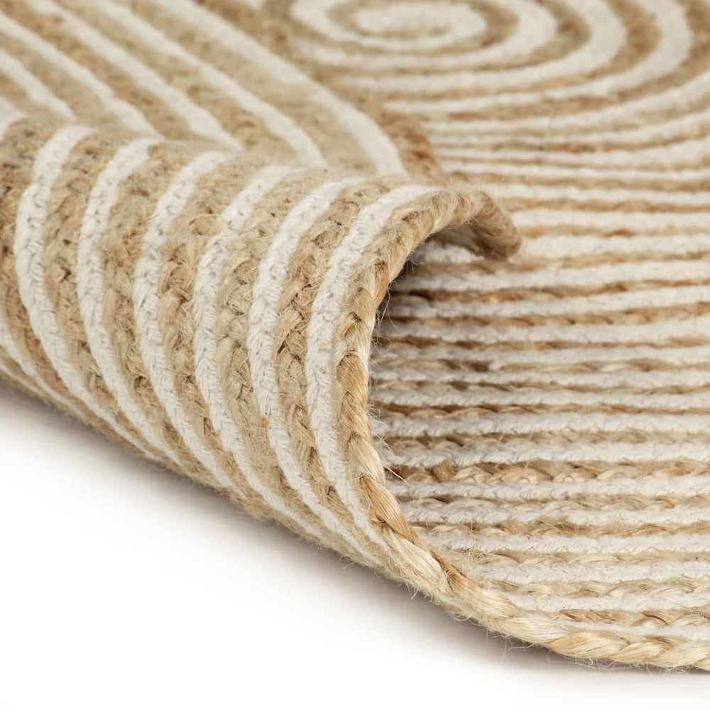 vidaXL Hand-Braided Jute Rug with Spiral Design White 90 cm