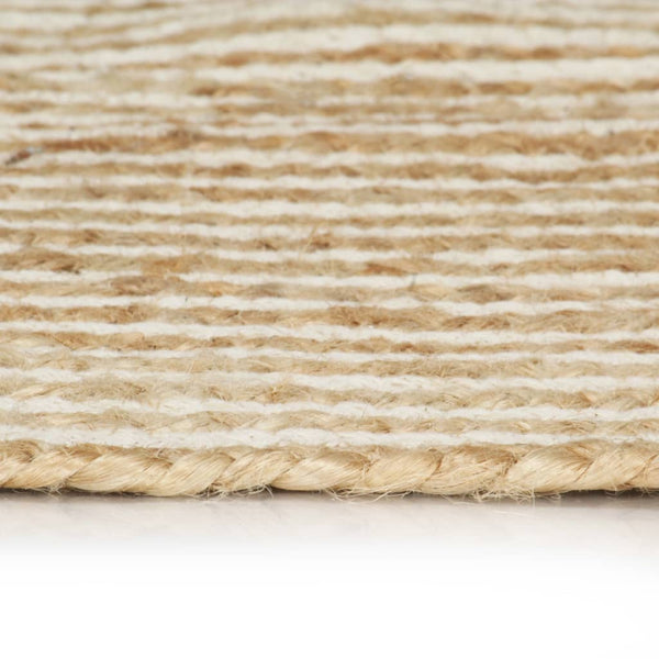 vidaXL Hand-Braided Jute Rug with Spiral Design White 90 cm