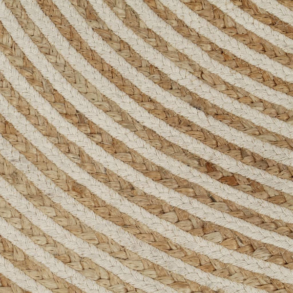 vidaXL Hand-Braided Jute Rug with Spiral Design White 90 cm