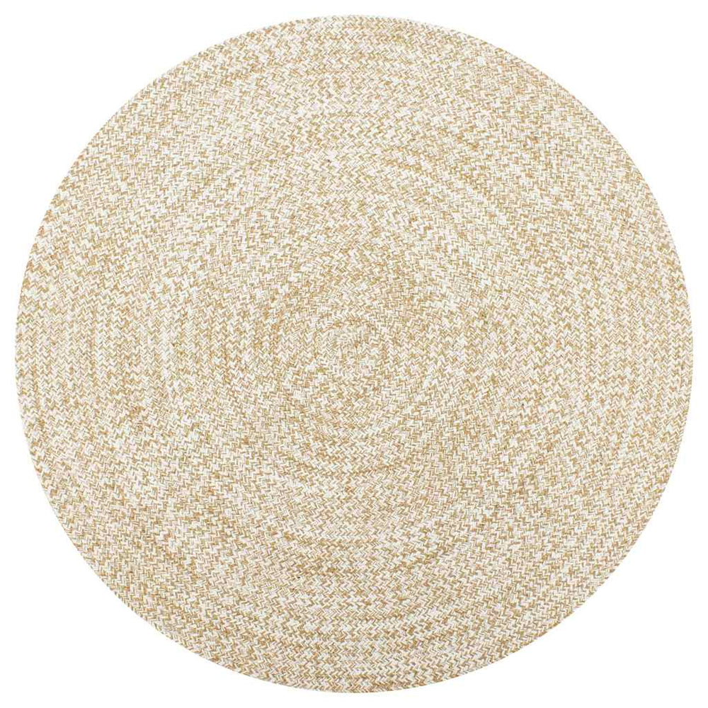 vidaXL Handmade Jute Rug White and Natural 120 cm